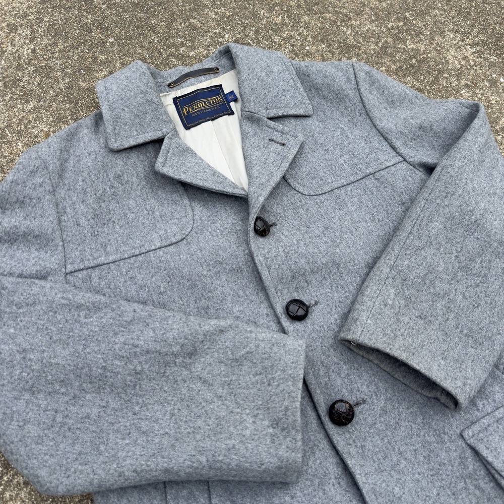 Vintage Pendleton 100% Virgin Wool Gray Coat USA Mens Large 44 b4